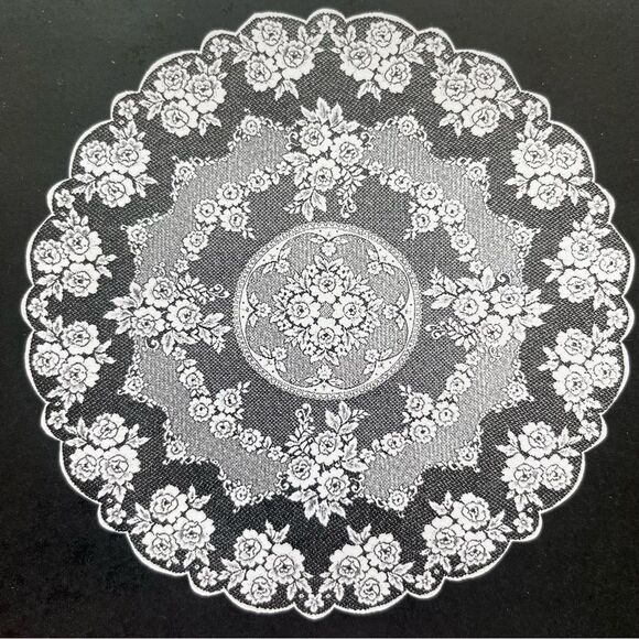 Heritage Lace Victorian Rose 72” Round Ecru Floral Tablecloth Made in USA - Picture 1 of 6